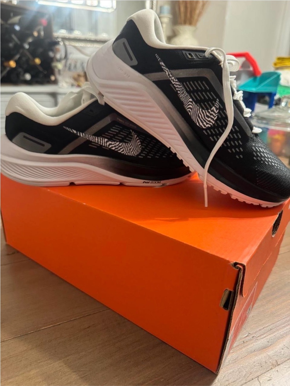 Nike Women's Black & White Sneakers with Zebra Swoosh